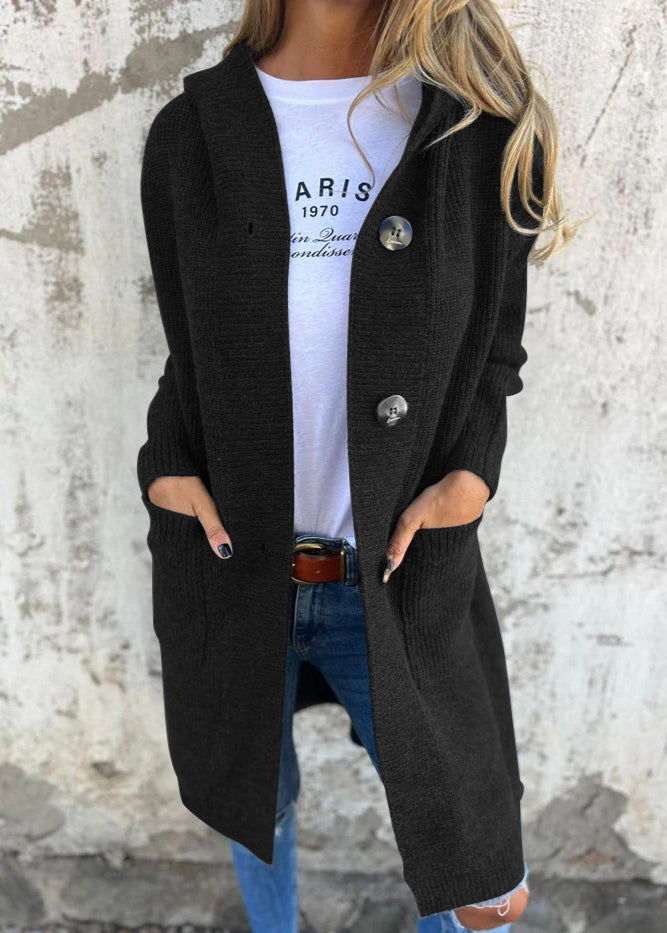 Perla | Cardigan long en tricot avec capuche