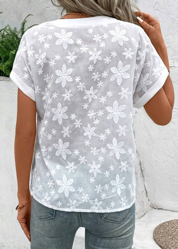 Kira | Blouse Décontractée Brodée De Fleurs