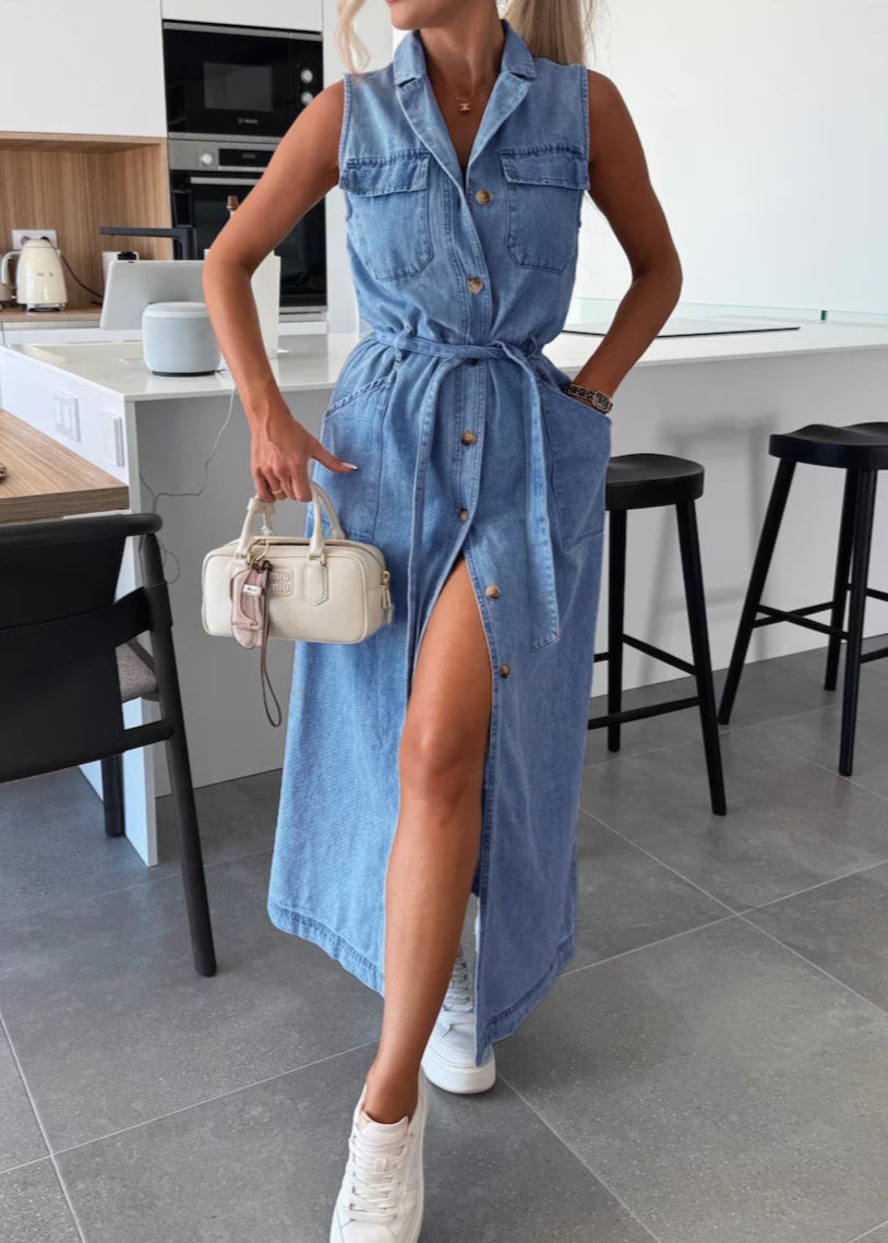 Nina | Robe maxi en denim