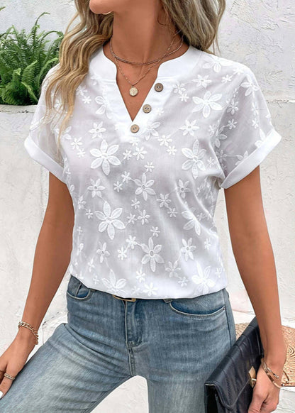 Kira | Blouse Décontractée Brodée De Fleurs