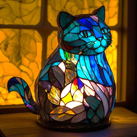 Lampe Chat Bleu Tiffany