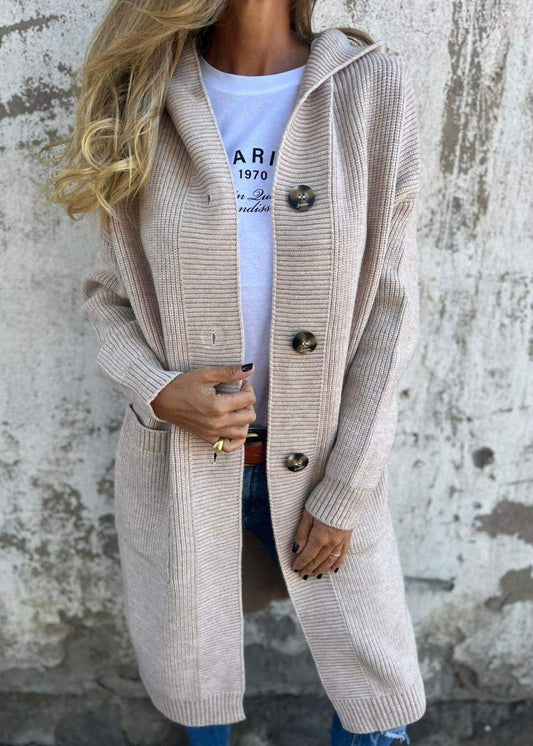 Perla | Cardigan long en tricot avec capuche